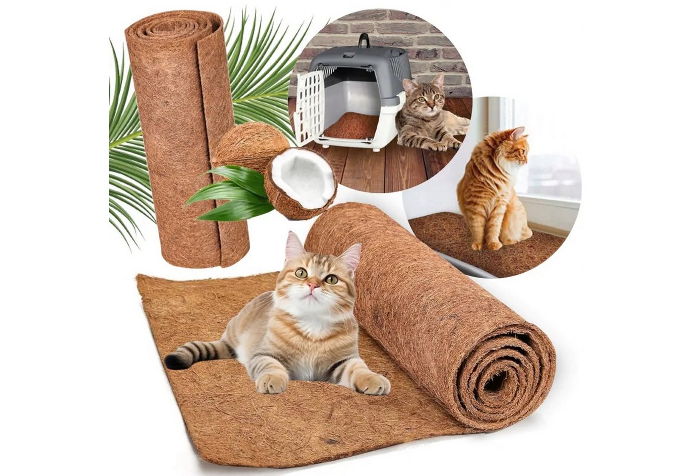 HURTNET Kokosmatte Premium Kokosmatte XL 60x100 cm – Legowiese & Kratzmatte Kleintiere, (Unterlage, Legematte, Kratzmatte für Kleintiere und Katzen, 1x Kokosmatte XL 60x100 cm, vielseitig einsetzbar), Hygienische, pfoten- und gelenkschonende Kokosmatte Bild 4