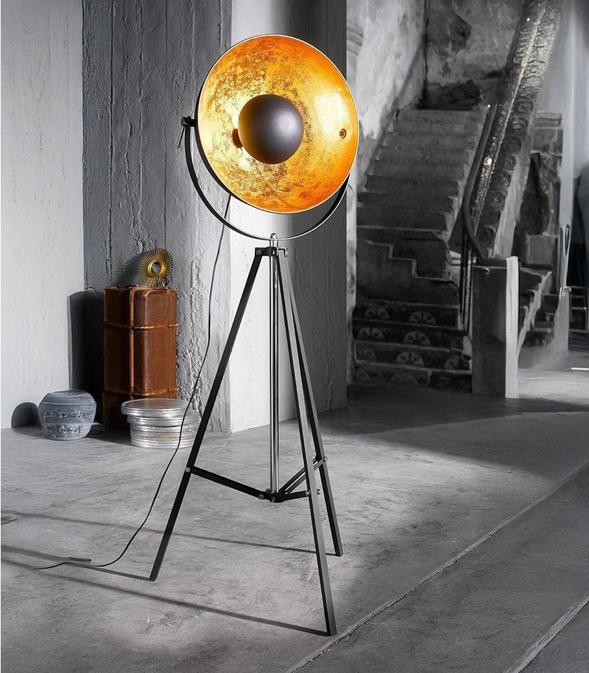 casa NOVA Stehlampe FAME, Goldgelb, Schwarz, Metall, Verstellbar, ohne Leuchtmittel, B 51 x H 164 x T 51 cm Bild 2