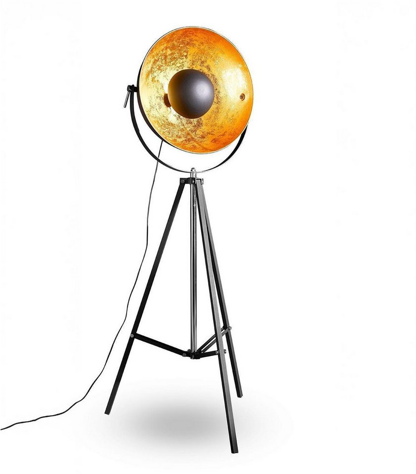 casa NOVA Stehlampe FAME, Goldgelb, Schwarz, Metall, Verstellbar, ohne Leuchtmittel, B 51 x H 164 x T 51 cm Bild 3