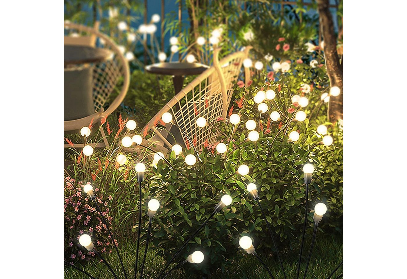 Fyrove LED Solarleuchte 2 Stück LED Solar Gartendeko solarlampen für außen 6 LED Glühwürmchen, 2 Stück LED fest integriert IP65 Wasserdicht solarlampen für außen Warmweiß, solar lampen für außen, LED Solar Gartendeko, Solarlampen Garten, LED Solarleuchte, Swinging Garten Lichter Dekorative für Fußweg, Yard, Patio Bild 4
