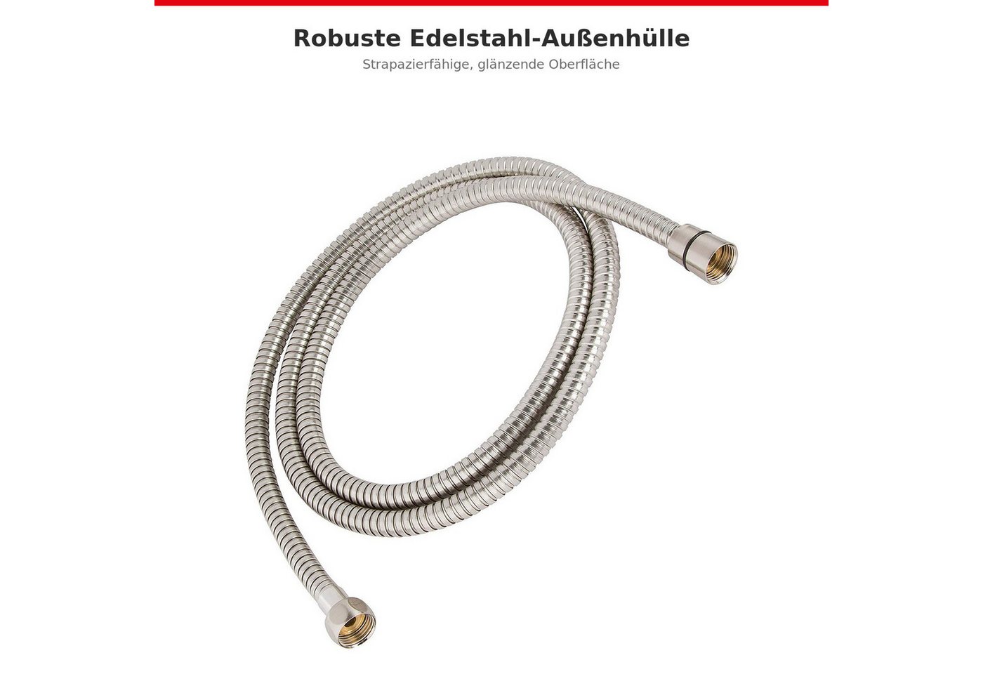 Fyrove Brauseschlauch Flexible, robuste Ausführung mit Messinganschlüssen & Dichtungen, Eine effektive Wassereinsparung von 50 %. Bild 4
