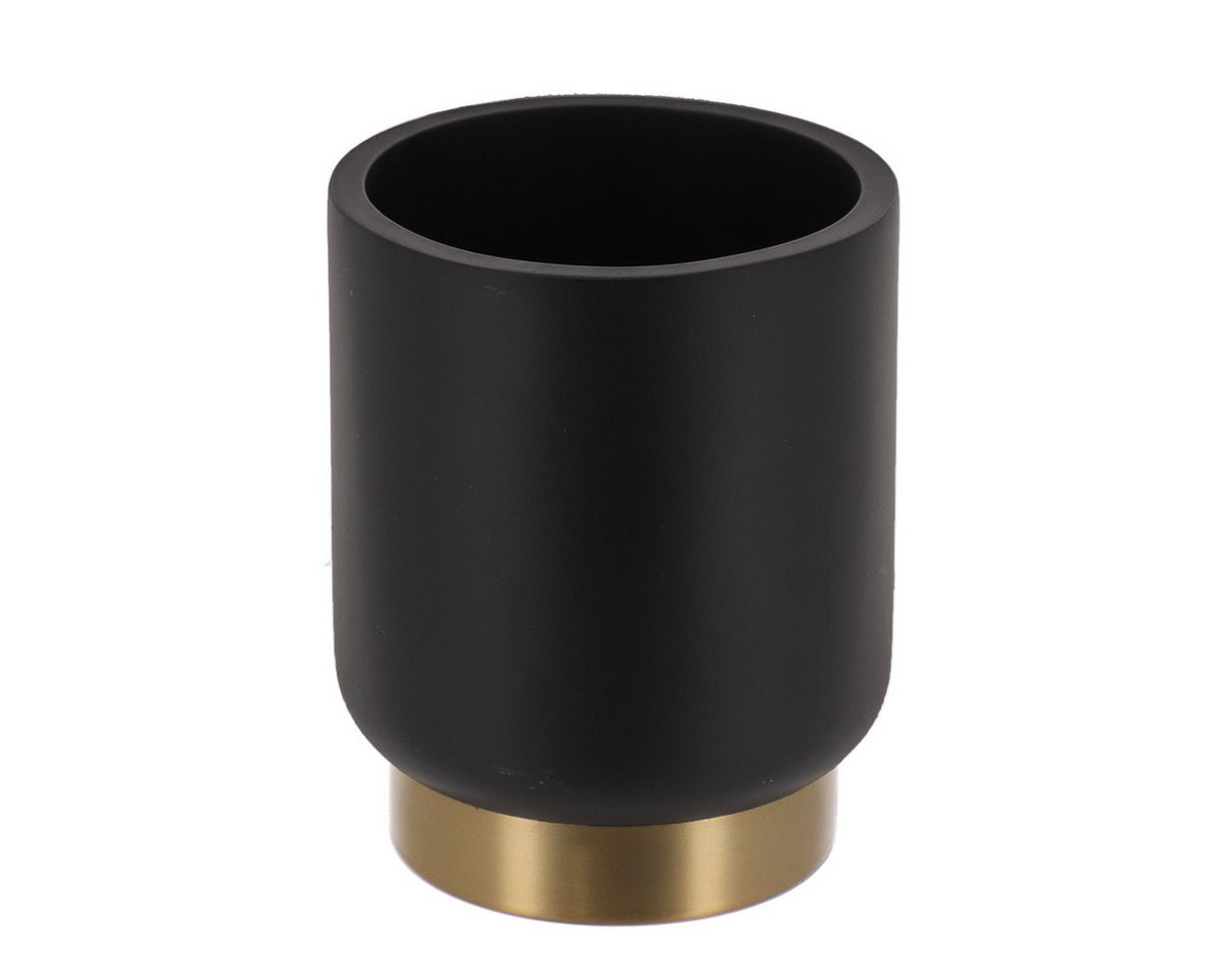 LikeKa Badaccessoire-Set schwarz Matt Gold Seifenspender Toilettenbürste Kosmetikeimer