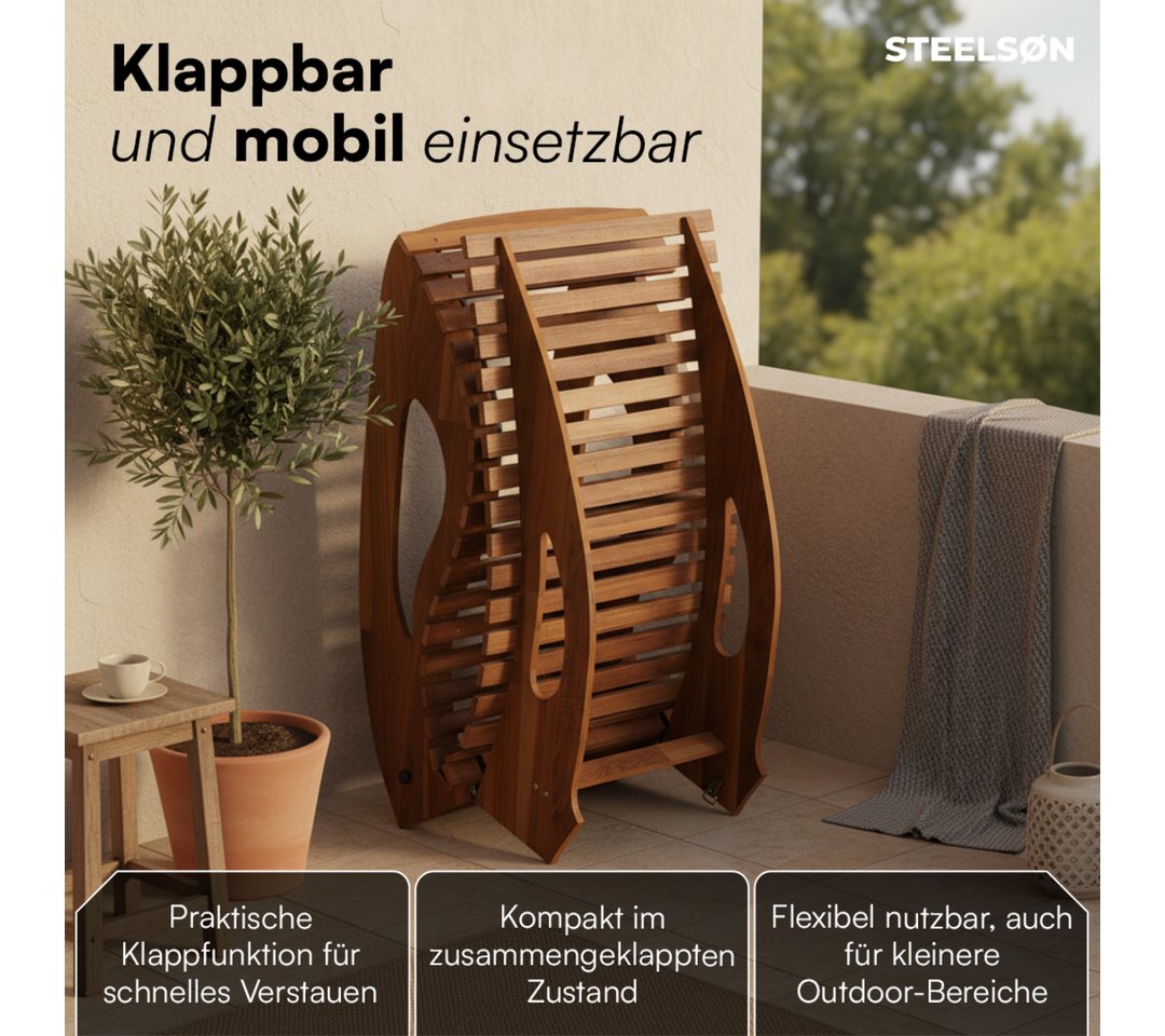 STEELSØN Gartenliege Gartenliege Solaria aus Akazienholz, wetterfest, faltbar, bis 150 kg, 1 St., natur geölt, 155x60x63,5 cm Bild 2