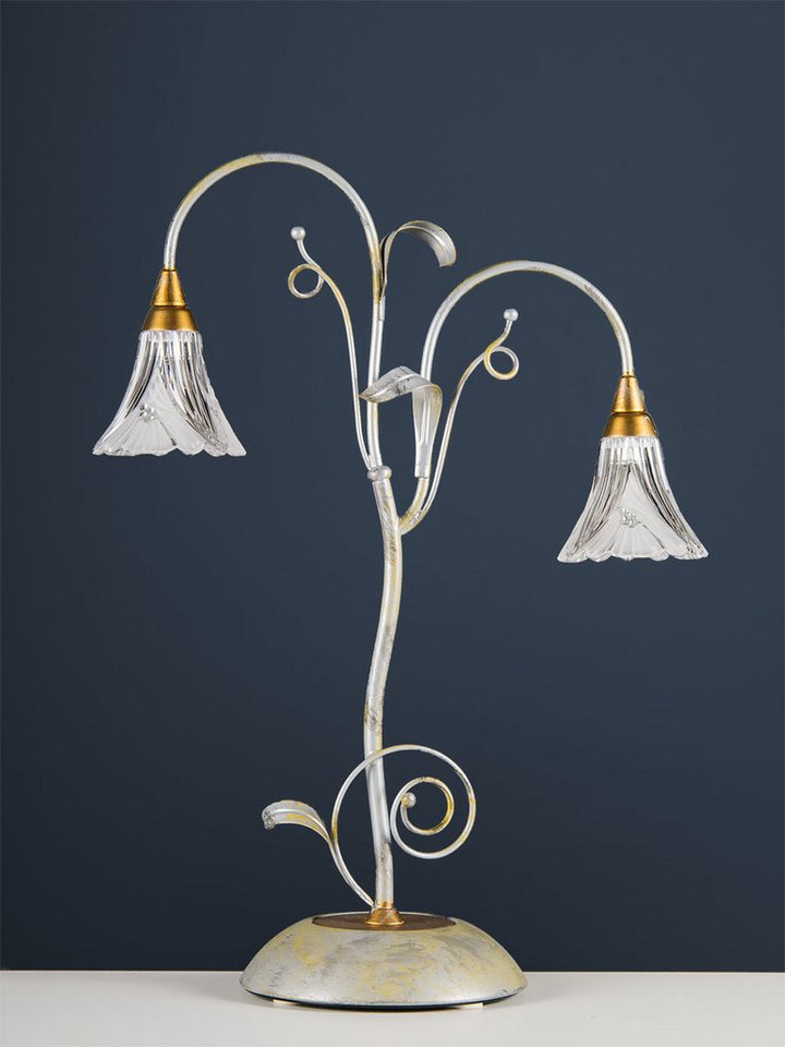 Helios Leuchten Tischleuchte florentiner Landhausstil Glas Bleikristall, Schreibtischlampe Nachttischlampe, italienisches Manufakturprodukt