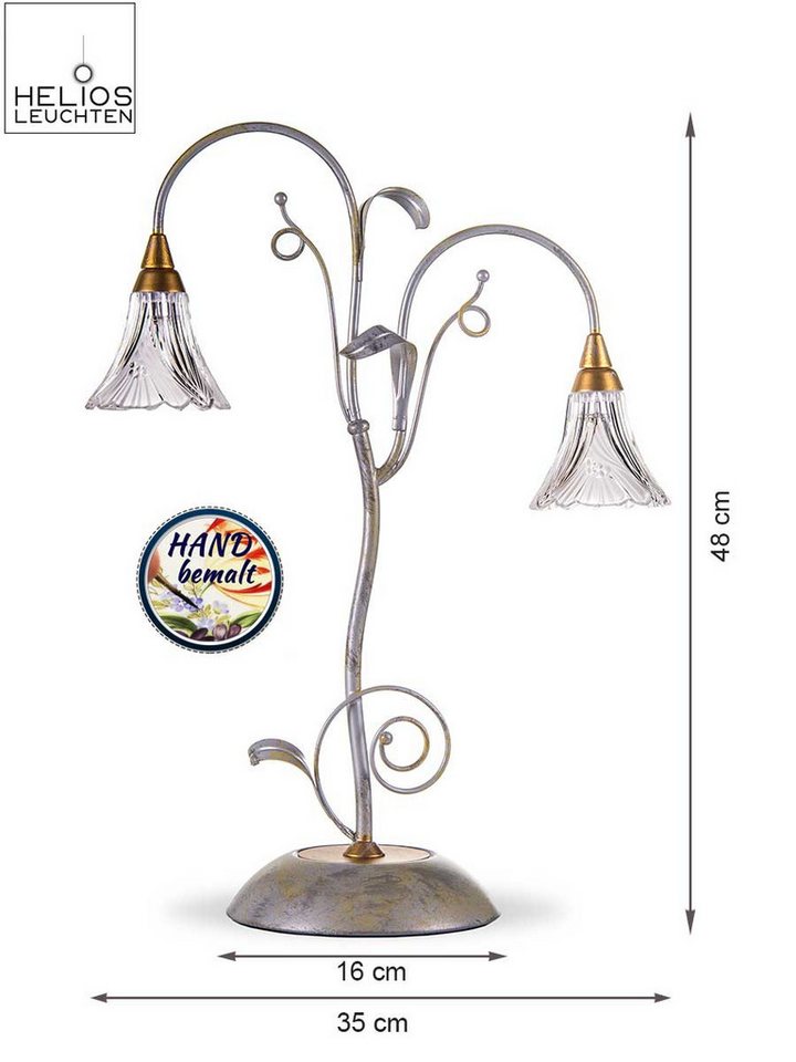 Helios Leuchten Tischleuchte florentiner Landhausstil Glas Bleikristall, Schreibtischlampe Nachttischlampe, italienisches Manufakturprodukt Bild 3