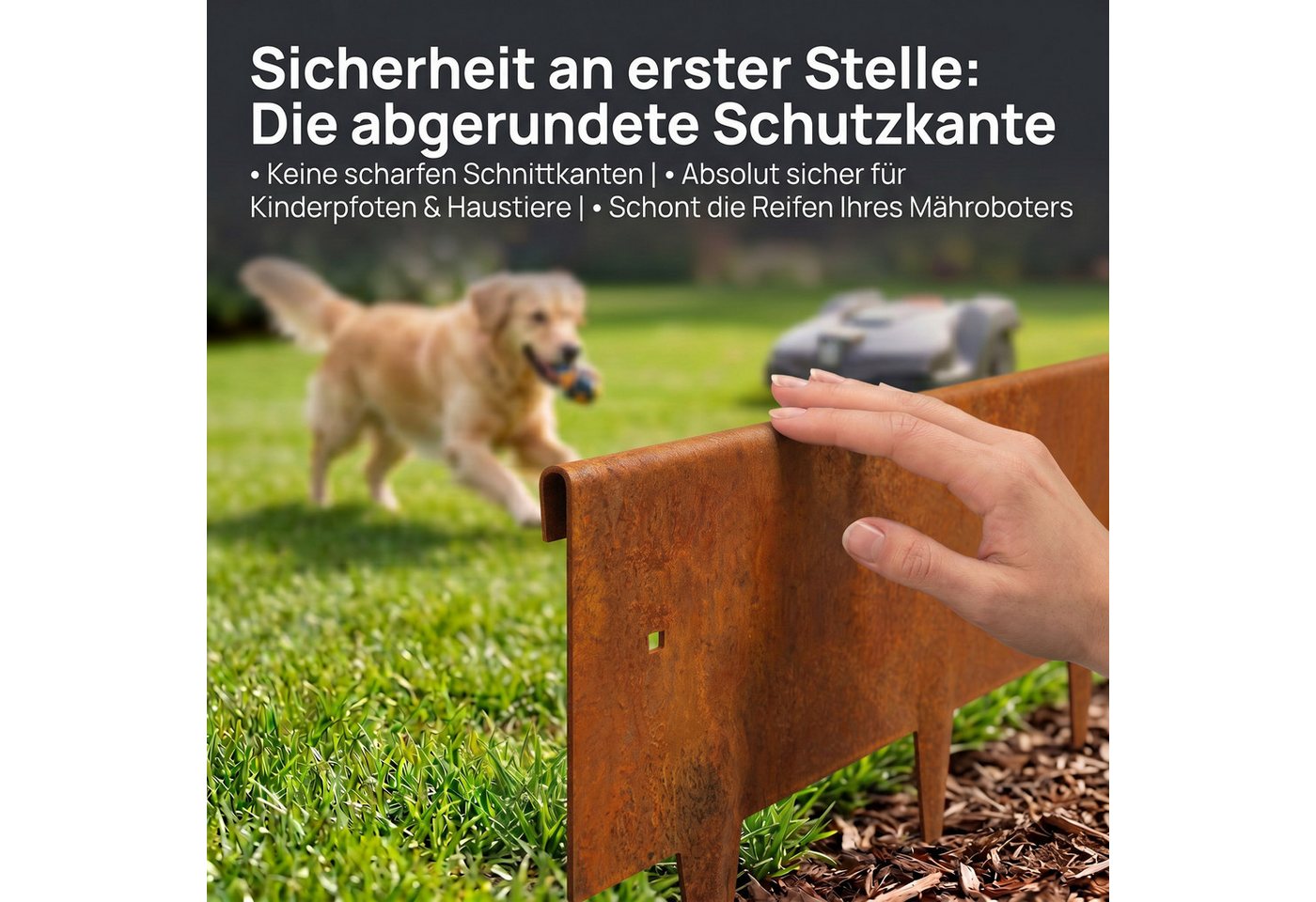 PEACOCK Garden SupportS Rasenkante Rasenkante corten 10m – robuste Beeteinfassung 24cm hoch