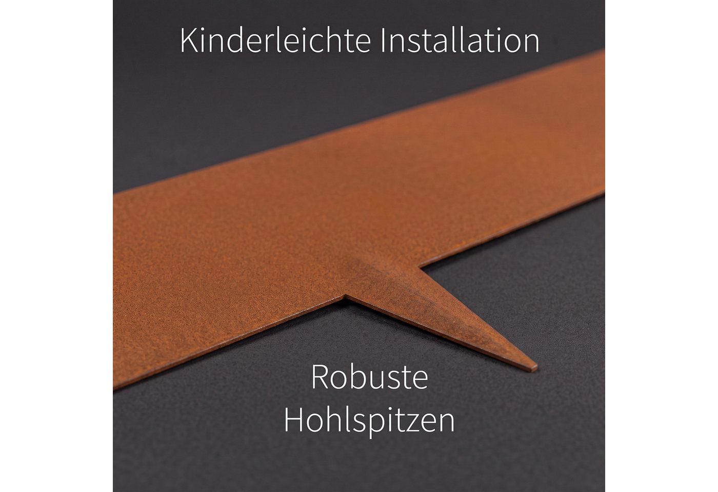 PEACOCK Garden SupportS Rasenkante Rasenkante corten 10m – robuste Beeteinfassung 24cm hoch Bild 3