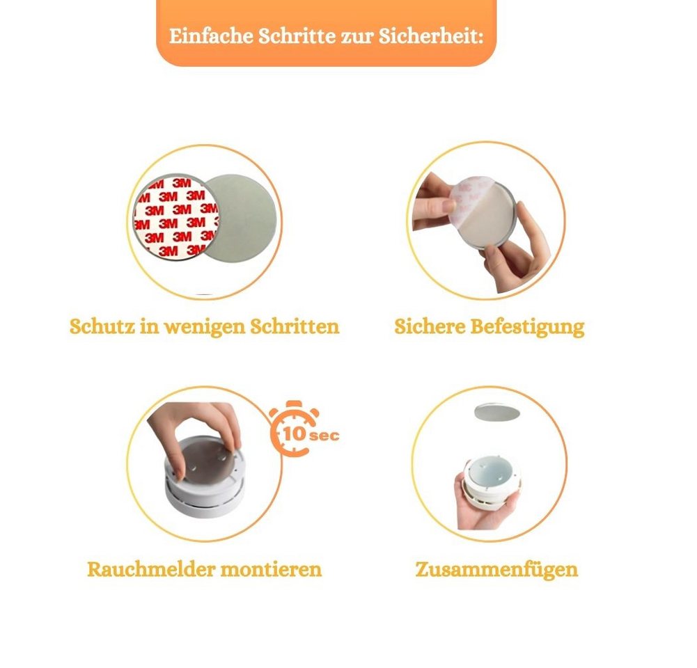 Defactoshop Magnethalter Magnetbefestigung Magnethalterung Magnetpad für Rauchmelder (10-St), Zur Befestigung Ihres Rauchmelders ohne Bohren oder Schrauben Bild 2