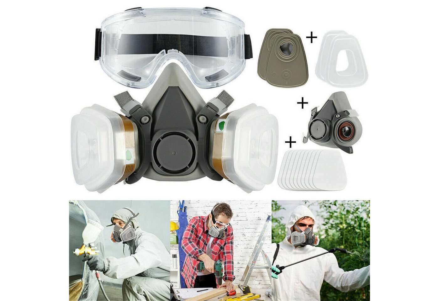 Fyrove Atemschutz-Vollmaske 17-in-1 Vollgesichtsmaske 6200, Atemschutz mit Filter, Chemikalienschutz, für Lackierung & Schleifen Bild 2