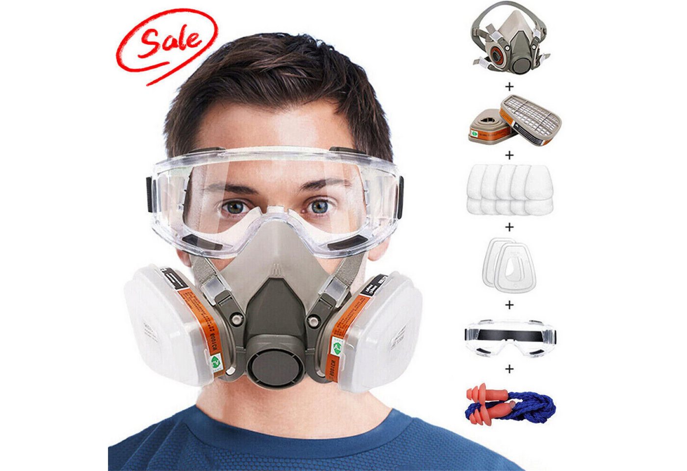 Fyrove Atemschutz-Vollmaske 17-in-1 Vollgesichtsmaske 6200, Atemschutz mit Filter, Chemikalienschutz, für Lackierung & Schleifen Bild 3