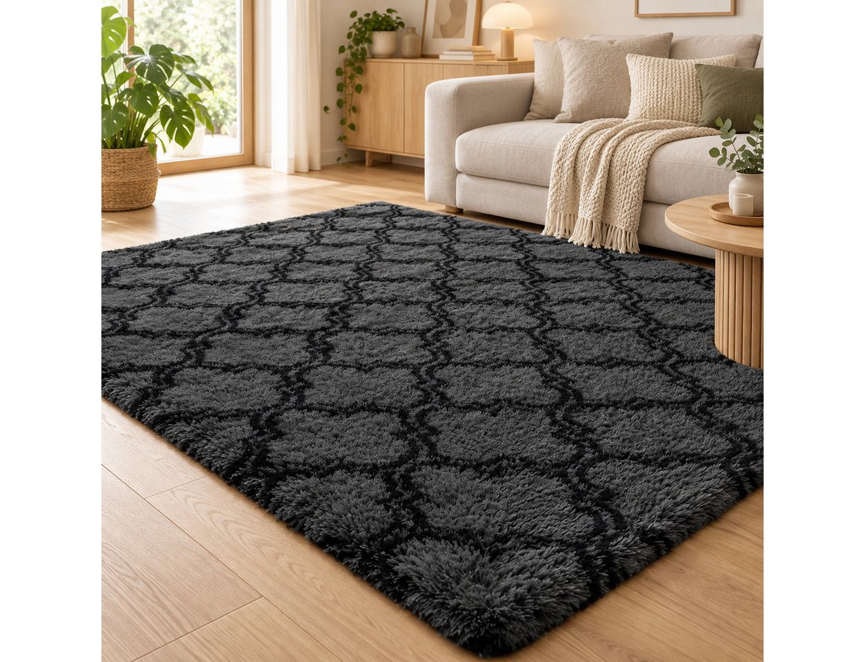 Lochas Hochflor-Teppich Hochflor-Teppich Shaggy, weich, waschbar und tierfreundlich Bild 3