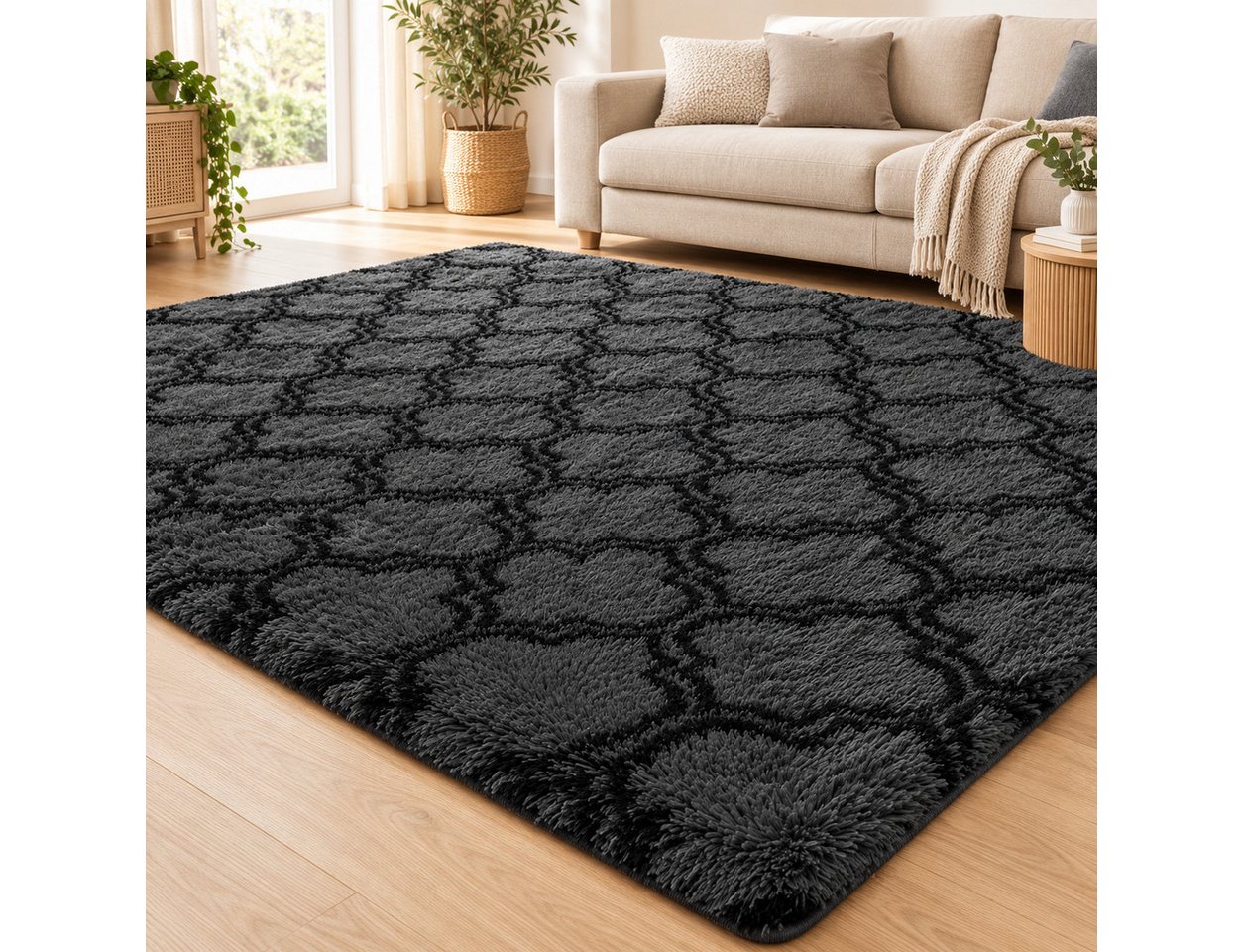Lochas Hochflor-Teppich Hochflor-Teppich Shaggy, weich, waschbar und tierfreundlich Bild 4