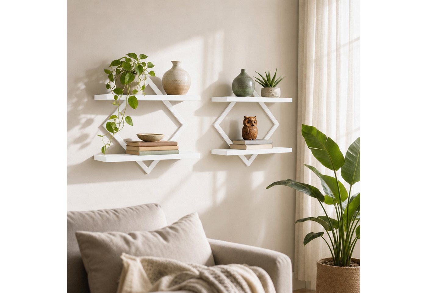 JEOBEST Wandboard Schweberegal,Regalbrett,Dekorativ Regale, 2-stöckige Hängeregale, (2-tlg., 38 cm) Holz und Metall, für Wohnzimmer, Küche Bild 3