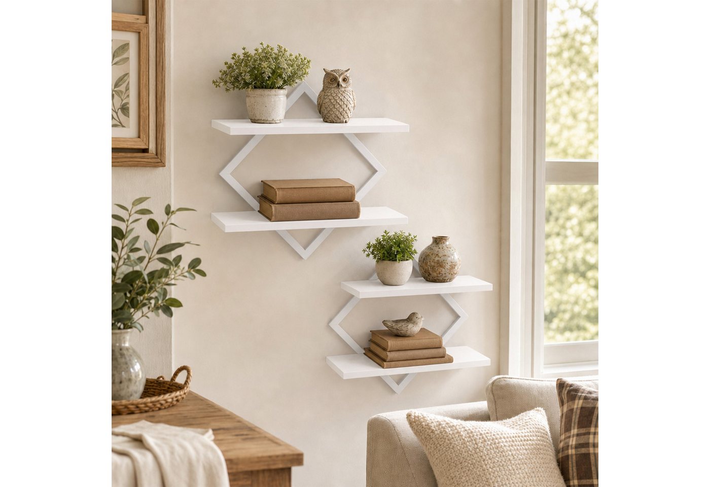 JEOBEST Wandboard Schweberegal,Regalbrett,Dekorativ Regale, 2-stöckige Hängeregale, (2-tlg., 38 cm) Holz und Metall, für Wohnzimmer, Küche Bild 5