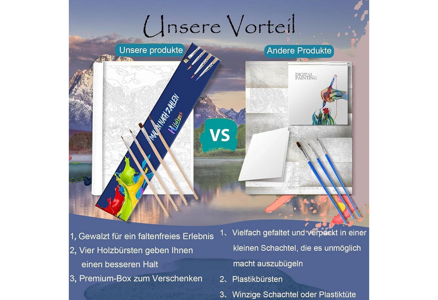 LuxusKollektion Malen nach Zahlen Malen nach Zahlen Landschaft XXL 80x40cm (1-St) Bild 4