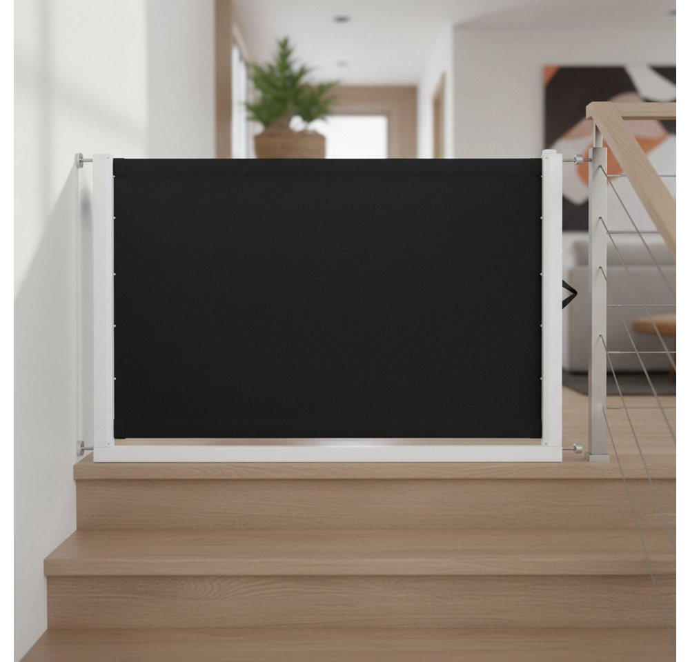 Melko Treppenschutzgitter Treppenschutzgitter ausrollbar bis 120 cm, 80 cm hoch, Wandmontage (Einzelset, 1 St., Set bestehend aus Treppenschutzgitter mit Befestigungsmaterial), Platzsparendes, ausziehbares Sicherheitsgitter für Türen und Treppen Bild 3