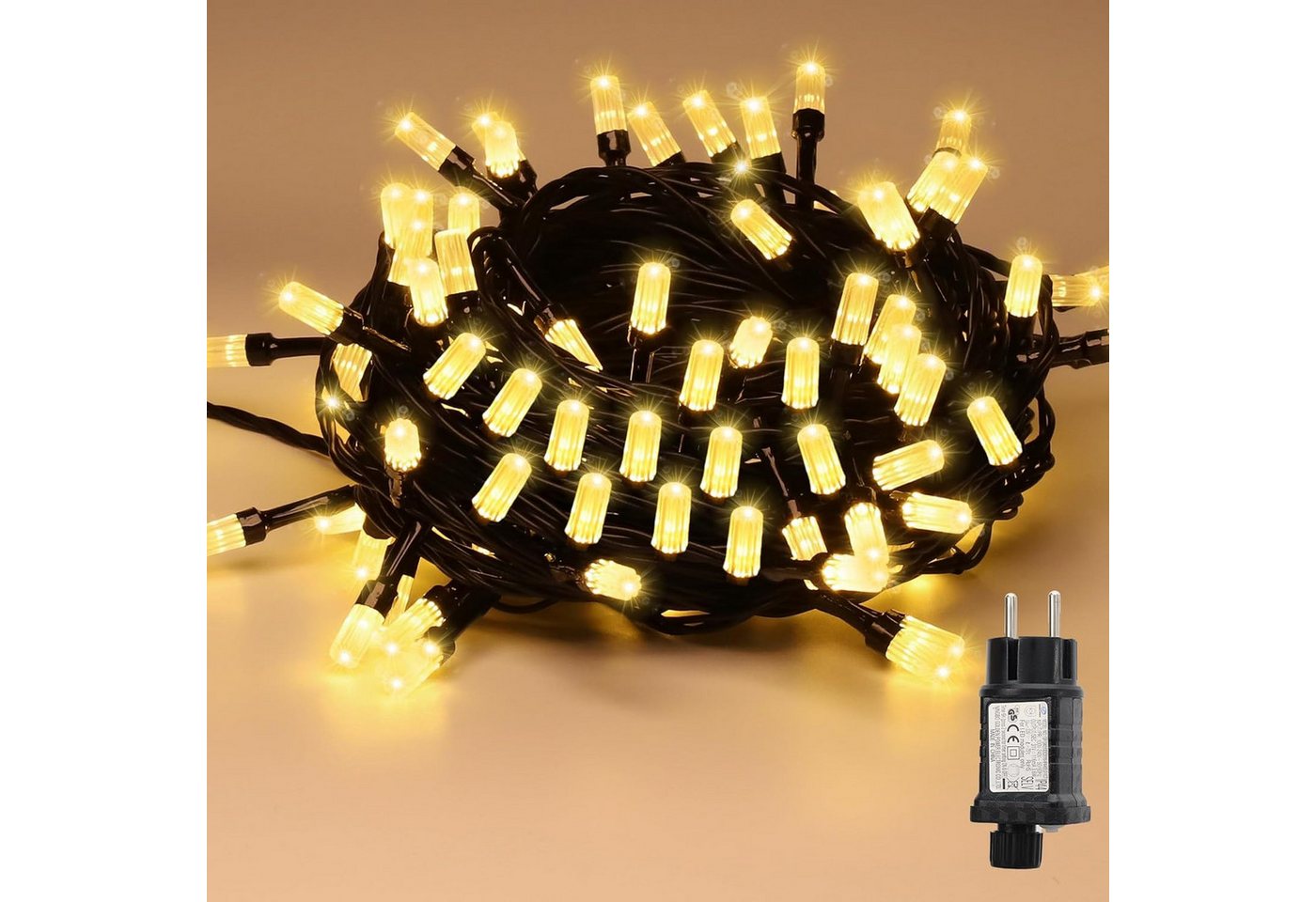 Salcar LED-Lichterkette LED Lichterkette Weihnachtsbaum Christbaumbeleuchtung Außen, 8M 50er LED, 8 Modi, Timer und Memory, Warmweiß Bild 2