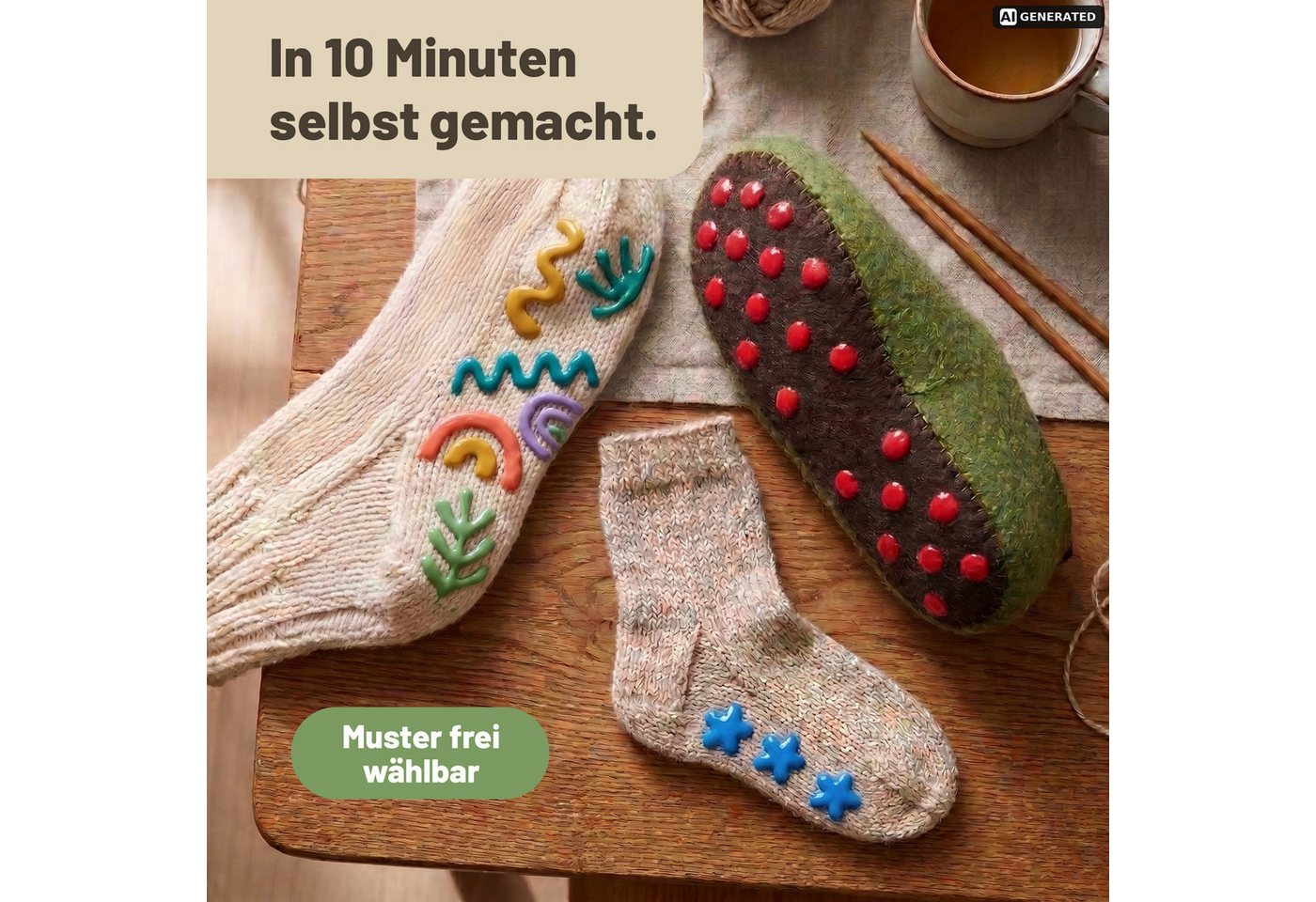 Viva Decor Bastelfarbe ABS Socken-Stopp Antirutsch-Farbe für Socken, Teppiche & Textilien, wasserbasiert, latexfrei, geruchsneutral, waschbar bei 30 °C Bild 2