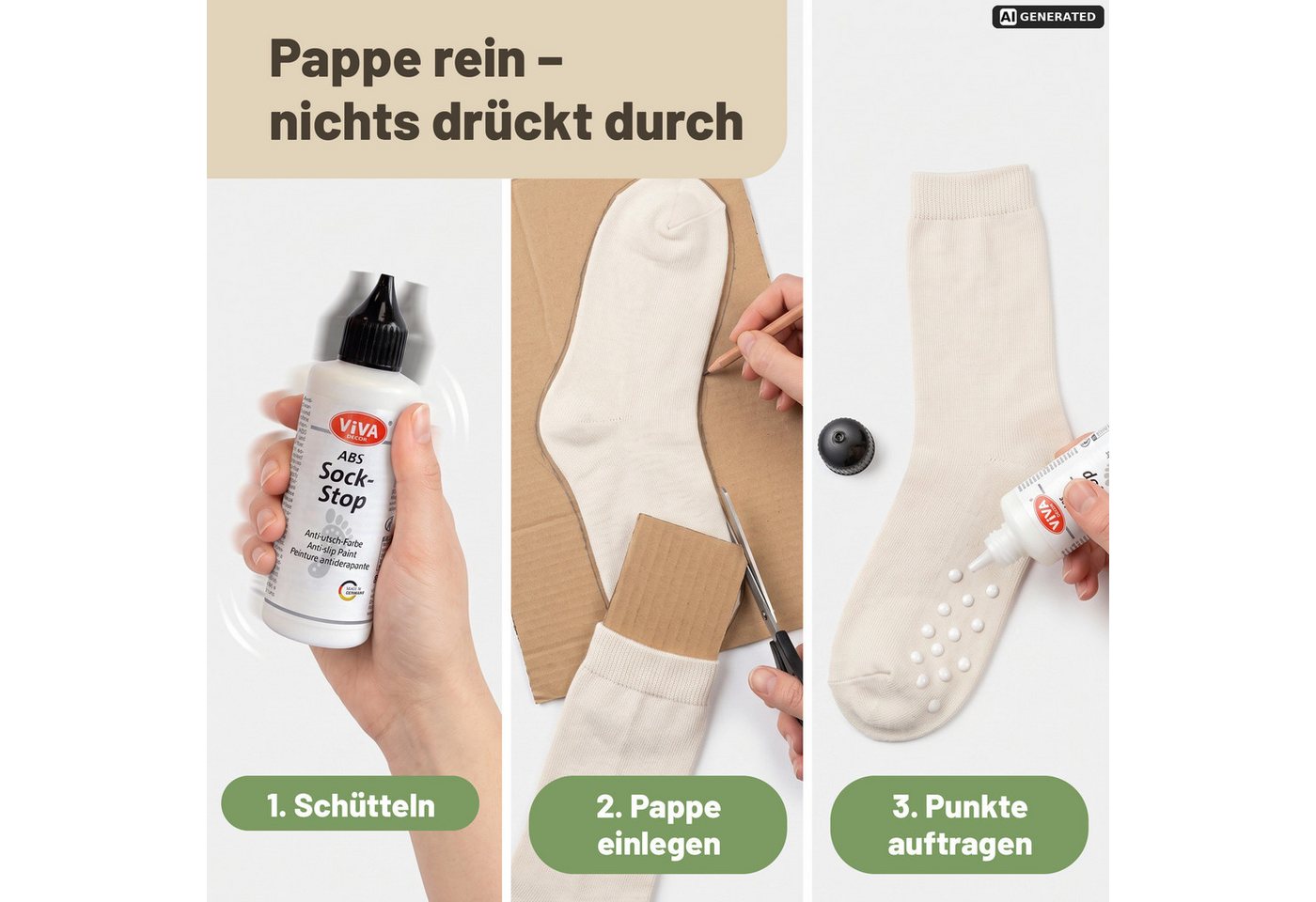 Viva Decor Bastelfarbe ABS Socken-Stopp Antirutsch-Farbe für Socken, Teppiche & Textilien, wasserbasiert, latexfrei, geruchsneutral, waschbar bei 30 °C Bild 5