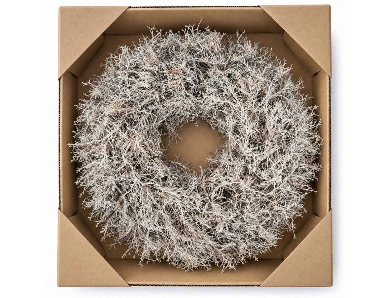 finehomegarden Dekokranz Iron Busch Kranz Ø35 cm Weiß Dekorativer Naturkranz als Türkranz Deko, Wandkranz & Tischdeko – Rustikale Herbstdekoration