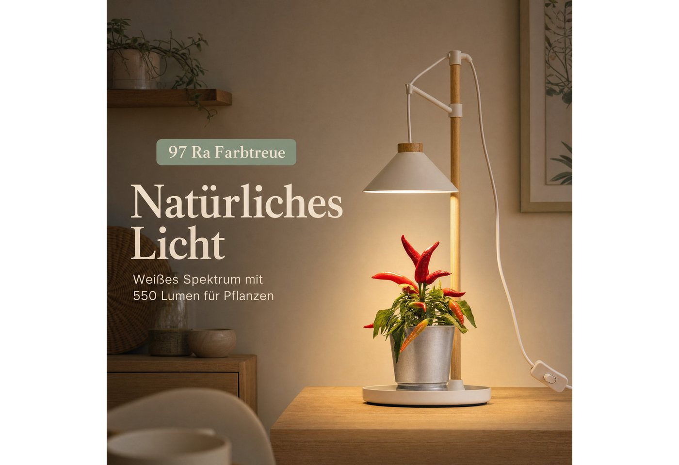 Northpoint Pflanzenlampe LED Pflanzenleuchte Kräutergarten aus Echtholz 9W 550 Lumen Timer Bild 5