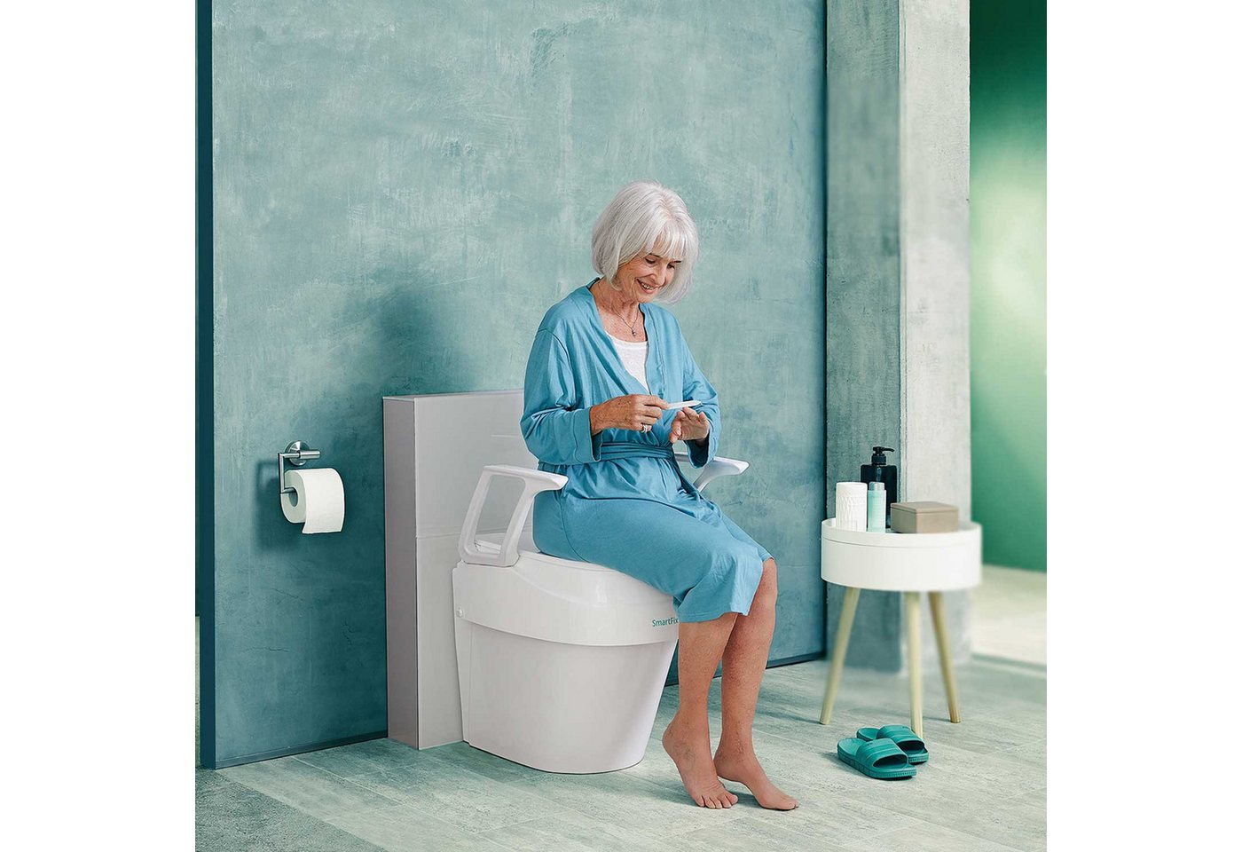 Dietz Toilettensitzerhöhung DIETZ SmartFix Toilettensitzerhöhung mit Armlehnen, 8 cm, Erhöhung 8/12/15 cm, mit Armlehnen, Belastbarkeit 120 kg