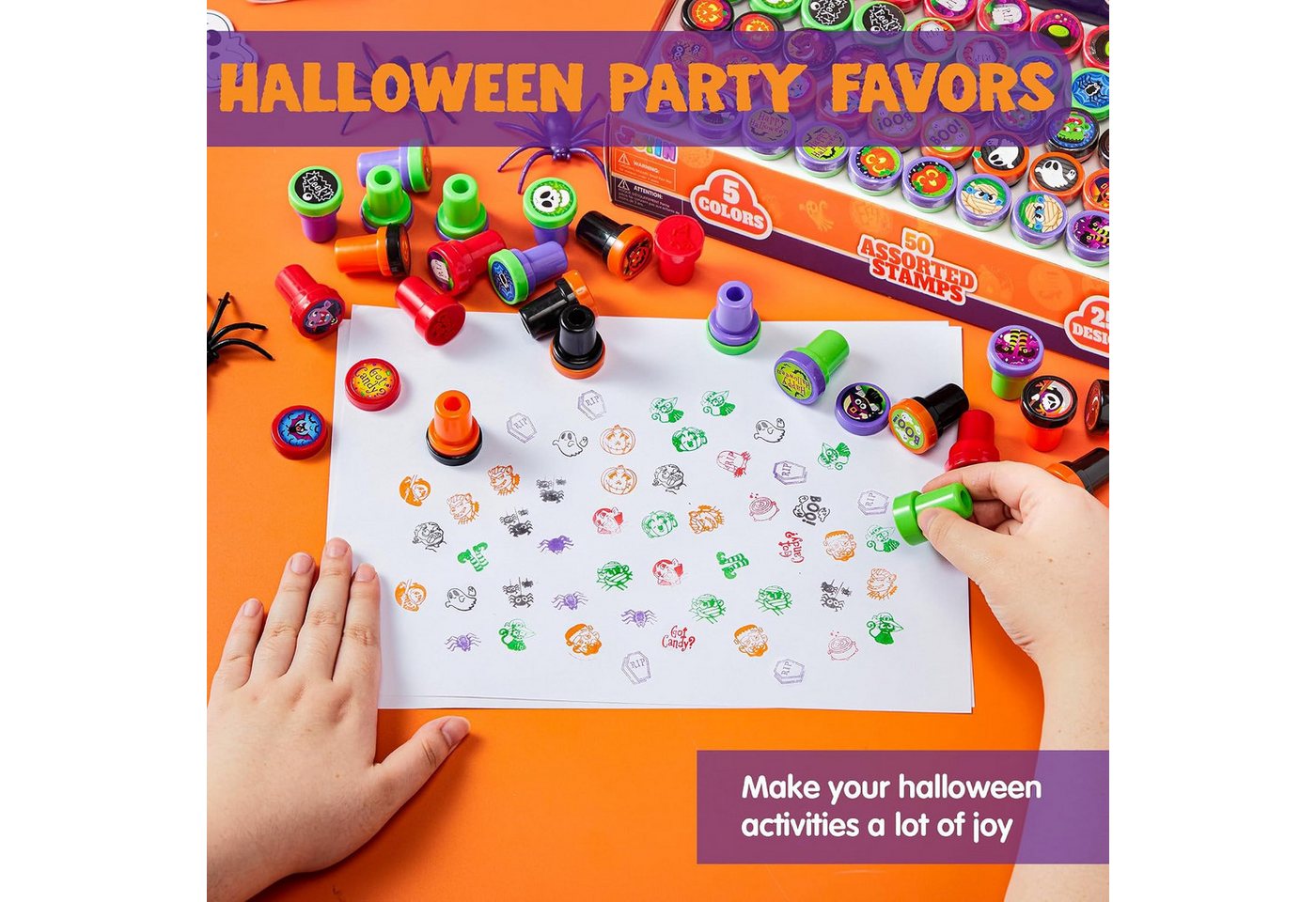 JOYIN Stempel JOYIN 50 Stk. Halloween Stempel für Kinder, 25 Designs, Trick or Treat Bild 3