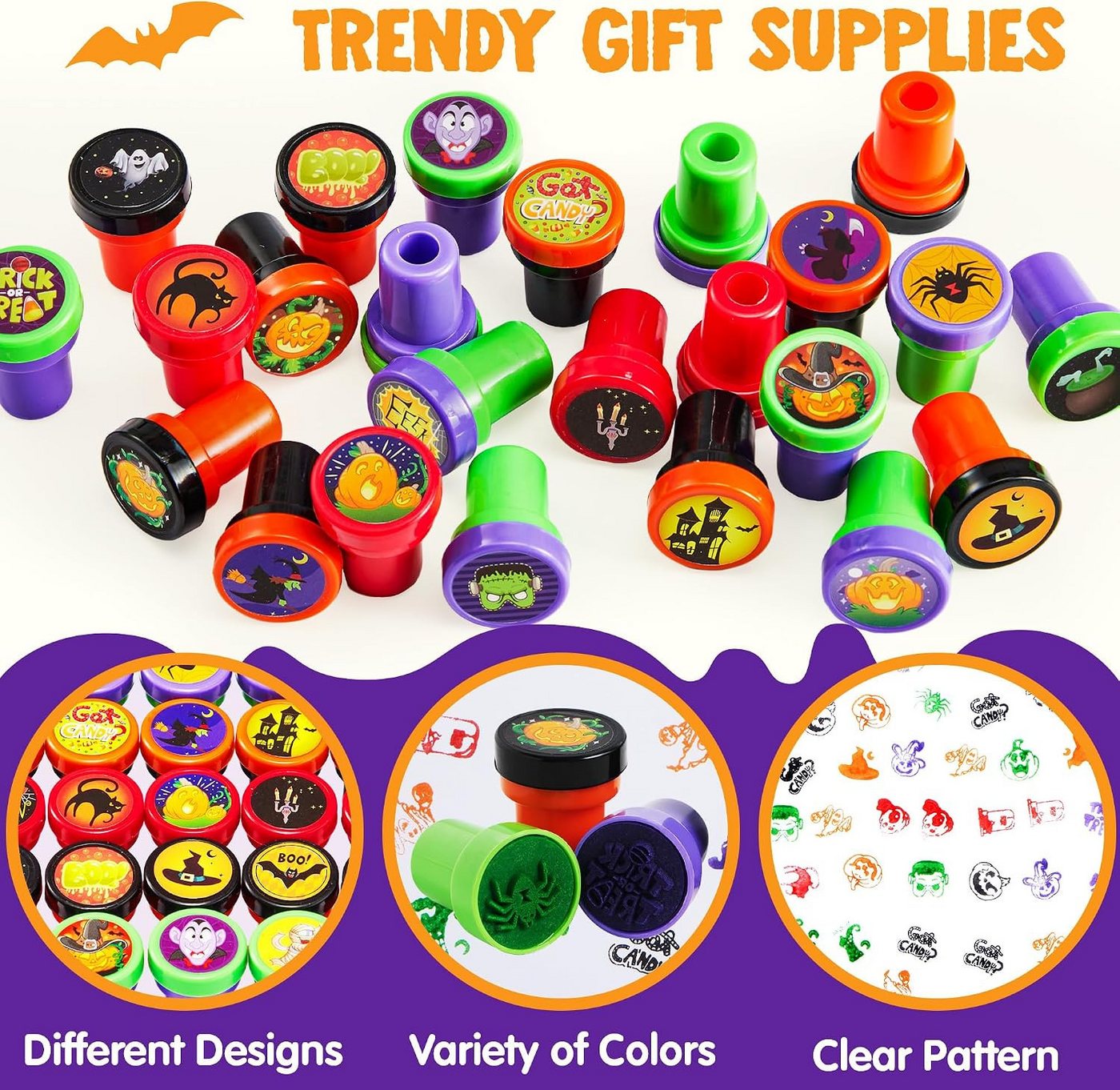 JOYIN Stempel JOYIN 50 Stk. Halloween Stempel für Kinder, 25 Designs, Trick or Treat Bild 4