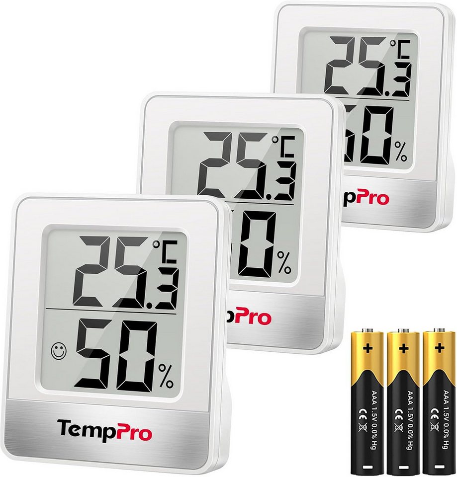 ThermoPro Hygrometer TP49, (Packung, 3-St), Komfortindikator, Magnetrückseite, Standfuß, Aufhängeöffnung Bild 5