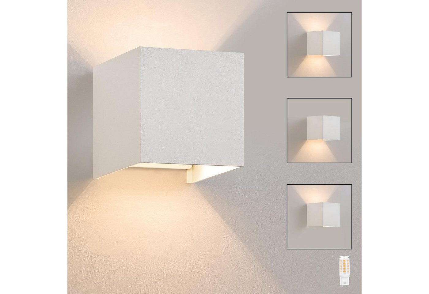 Nettlife LED Wandleuchte Innen Außen Modern Up Down Strahl G9 Außenwandlampe Schwarz/Grau, LED fest integriert, Warmweiß, für Flur Schlafzimmer Garten Treppenhaus Terrasse Bild 3
