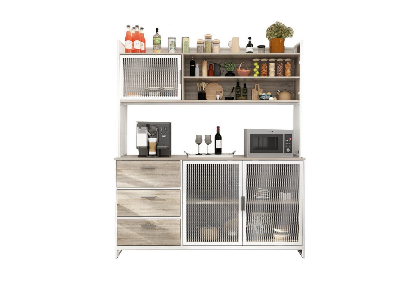 FUFU&GAGA Küchenbuffet 150cm, Buffetschrank für Kaffeestation und Mikrowelle Bild 2