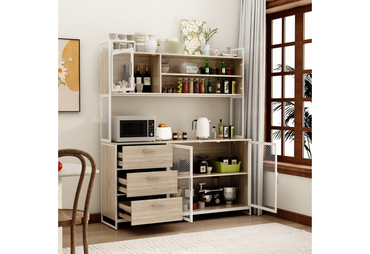 FUFU&GAGA Küchenbuffet 150cm, Buffetschrank für Kaffeestation und Mikrowelle Bild 4