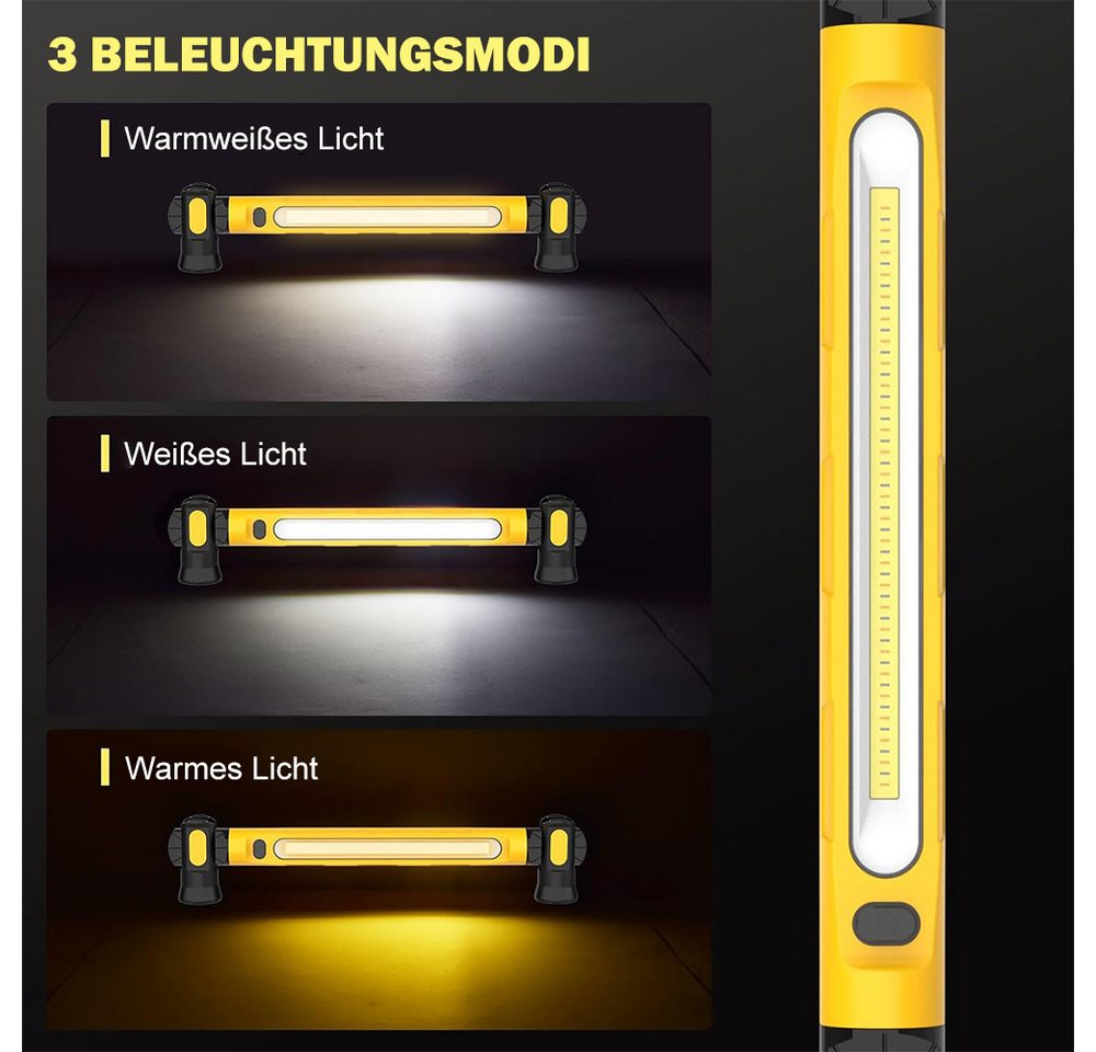 AFKSMILE LED Arbeitsleuchte LED Arbeitsleuchte mit Magnet & Haken, Werkstattlampe 3000LM, IP54 Wasserdicht für Auto-Reparatur, Camping, Baustelle, Garage Bild 2