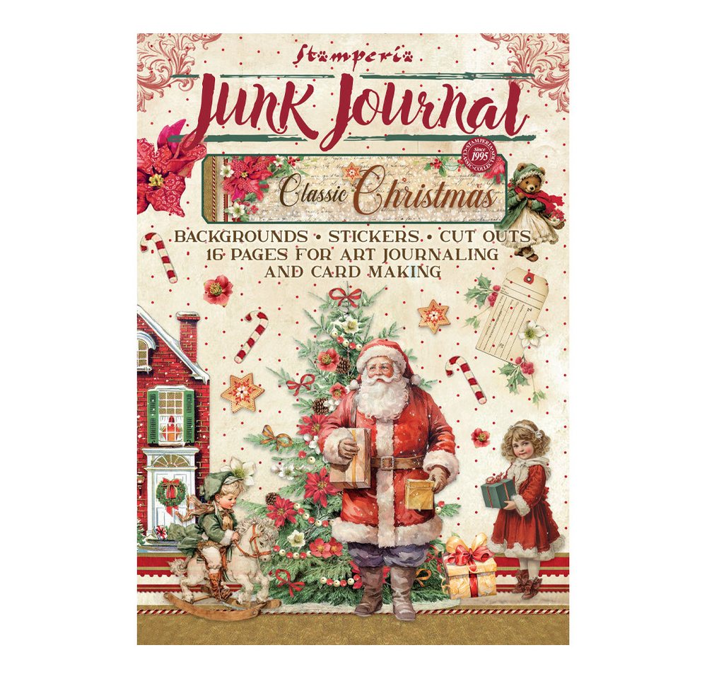 Stamperia Motivpapier Junk Journal Book Classic Christmas, 16 Blatt