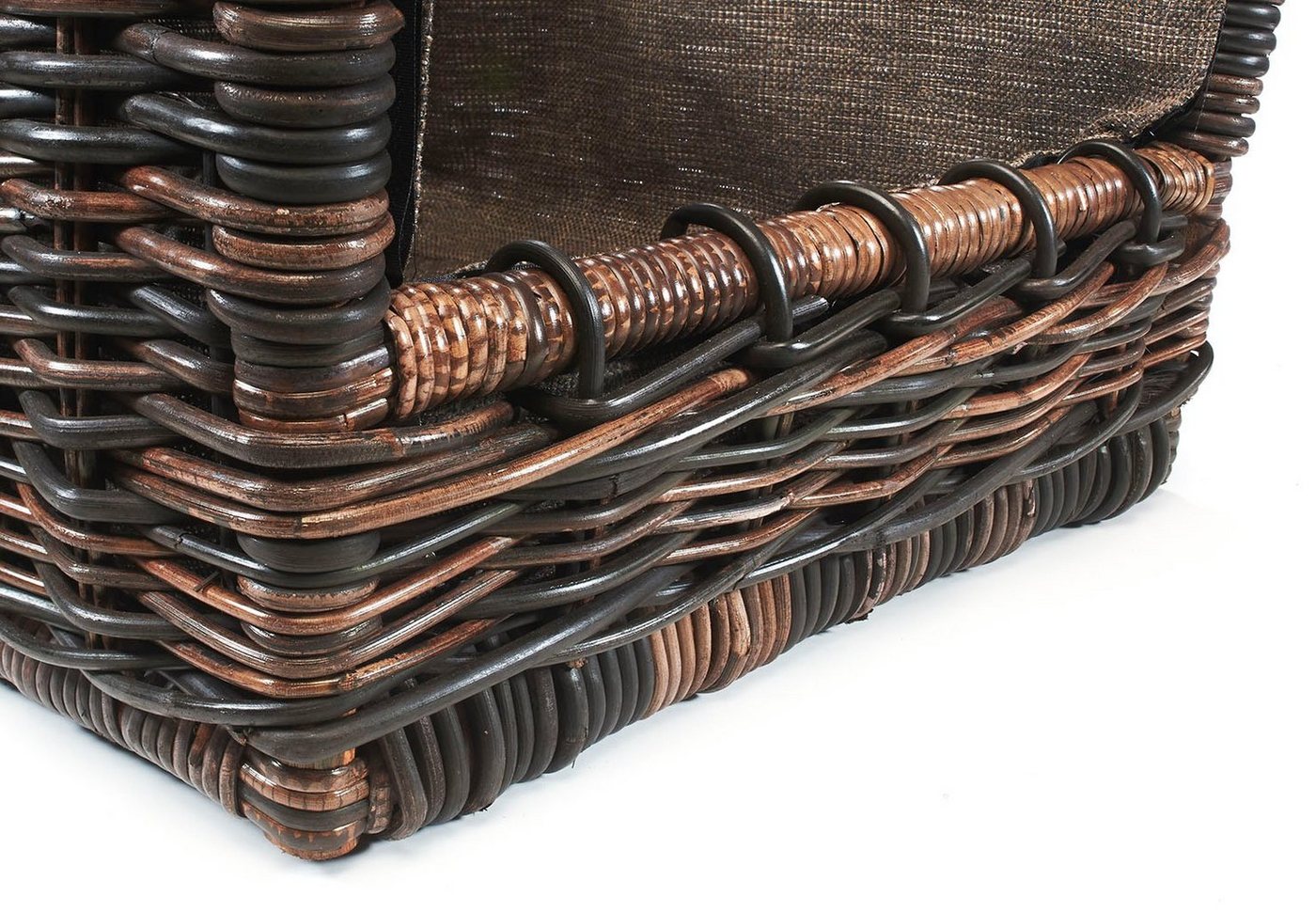 Kobolo Kaminholzkorb Holztrage Holzkorb krabu Rattan abnehmbarer Jutestoff (Einzelstück, 1 St., Stück), abnehmbarer Stoff