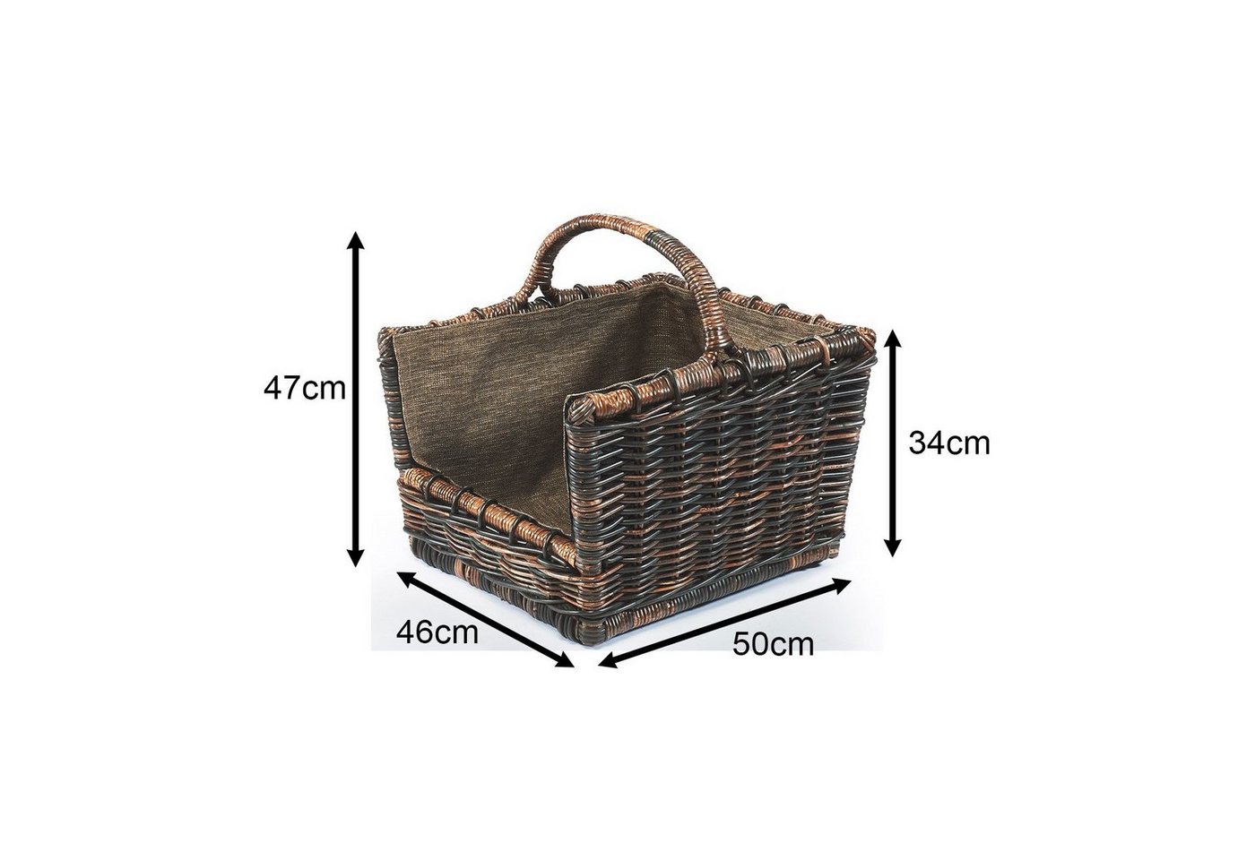 Kobolo Kaminholzkorb Holztrage Holzkorb krabu Rattan abnehmbarer Jutestoff (Einzelstück, 1 St., Stück), abnehmbarer Stoff Bild 4