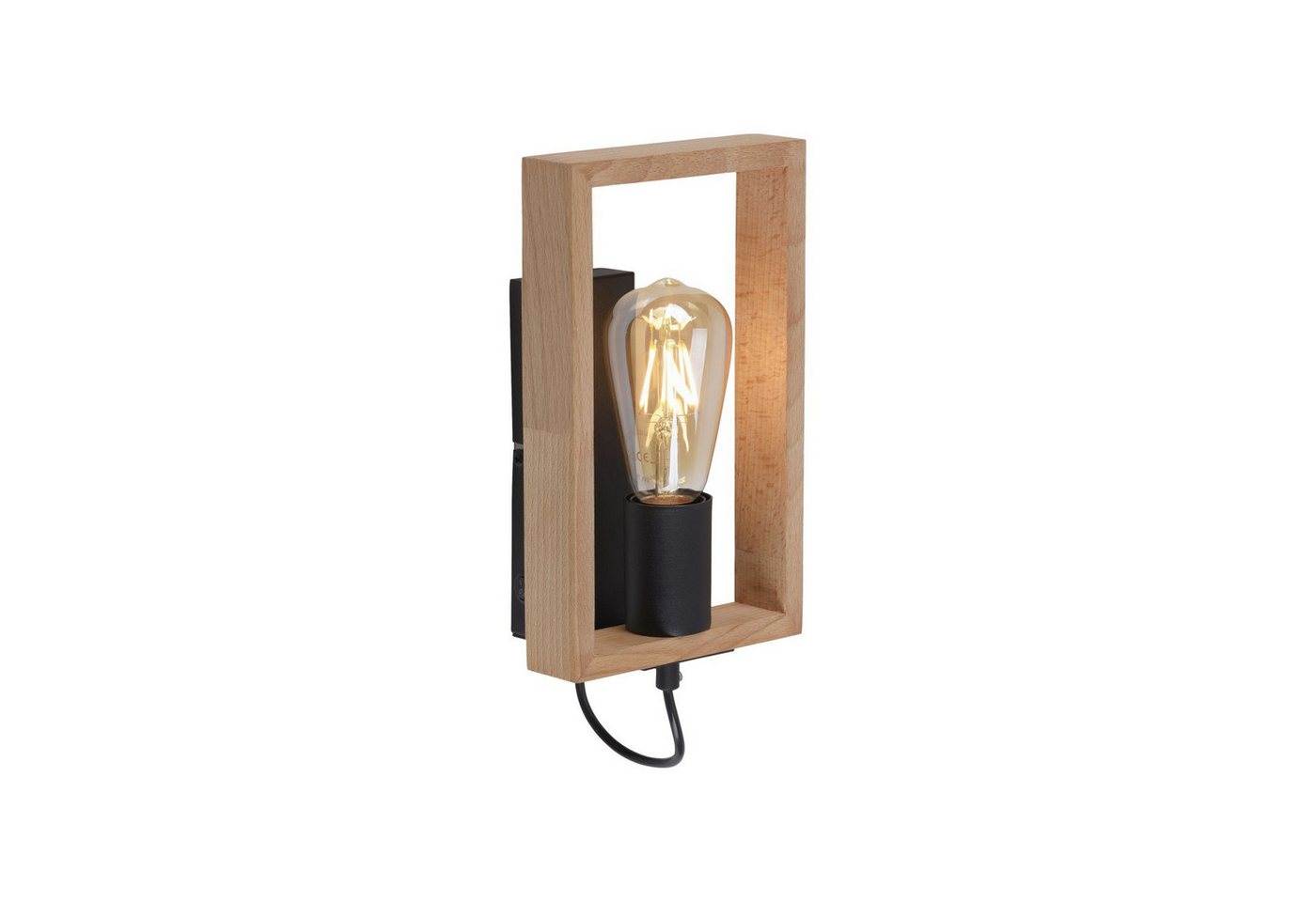 Licht-Erlebnisse Wandleuchte RILMAR, ohne Leuchtmittel, Metall E27 H: 25 cm mit Schalter Natur eckig Retro Design Bild 3