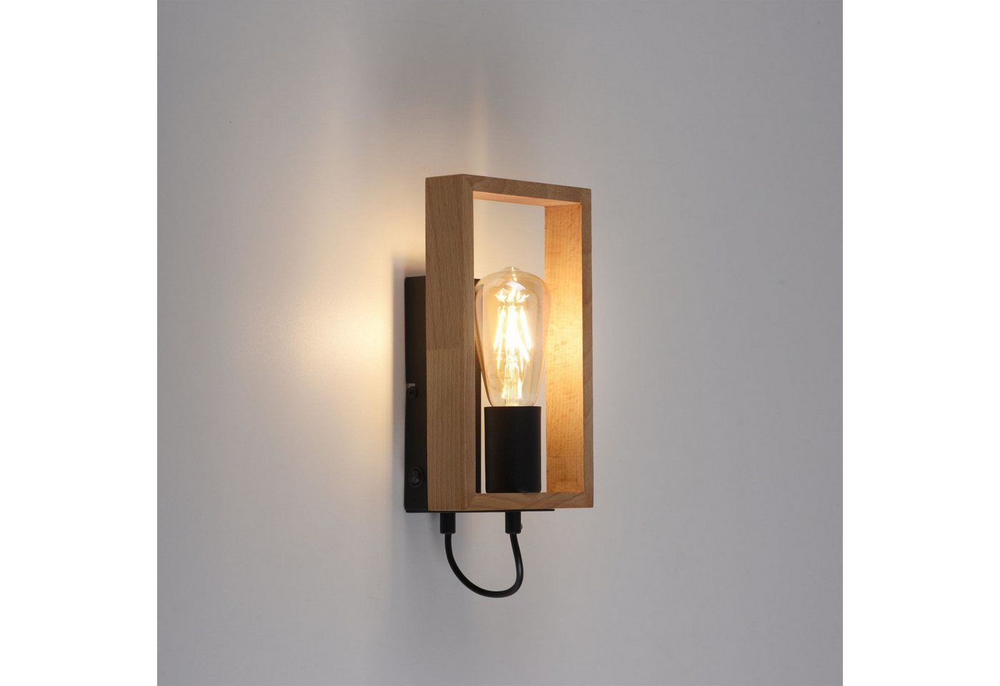 Licht-Erlebnisse Wandleuchte RILMAR, ohne Leuchtmittel, Metall E27 H: 25 cm mit Schalter Natur eckig Retro Design Bild 5