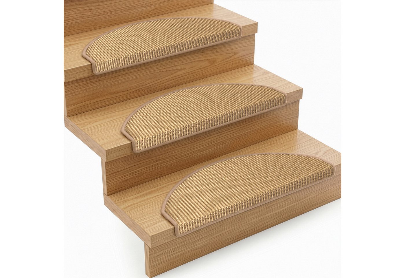 Floordirekt Stufenmatte Pearl, Sisal Treppenauflage halbrund, rutschhemmend, gekettelt, Halbrund, Mit Winkelprofil, Selbstklebend, Schalldämmend Bild 3