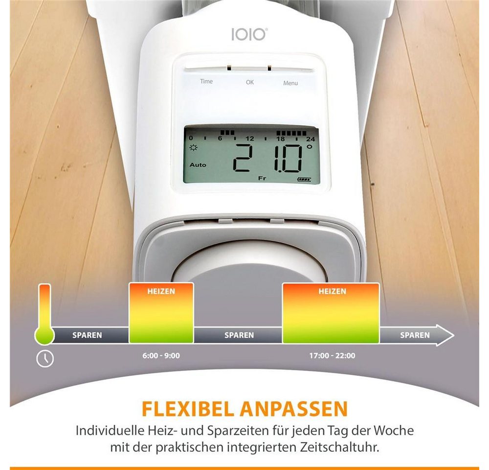 IOIO Heizkörperthermostat HT 2000/23 Heizungsthermostat digital programmierbar LCD Display, (6er Pack) Heizungsregler elektronisches Thermostat Batterie Heizkörper Regler Bild 2
