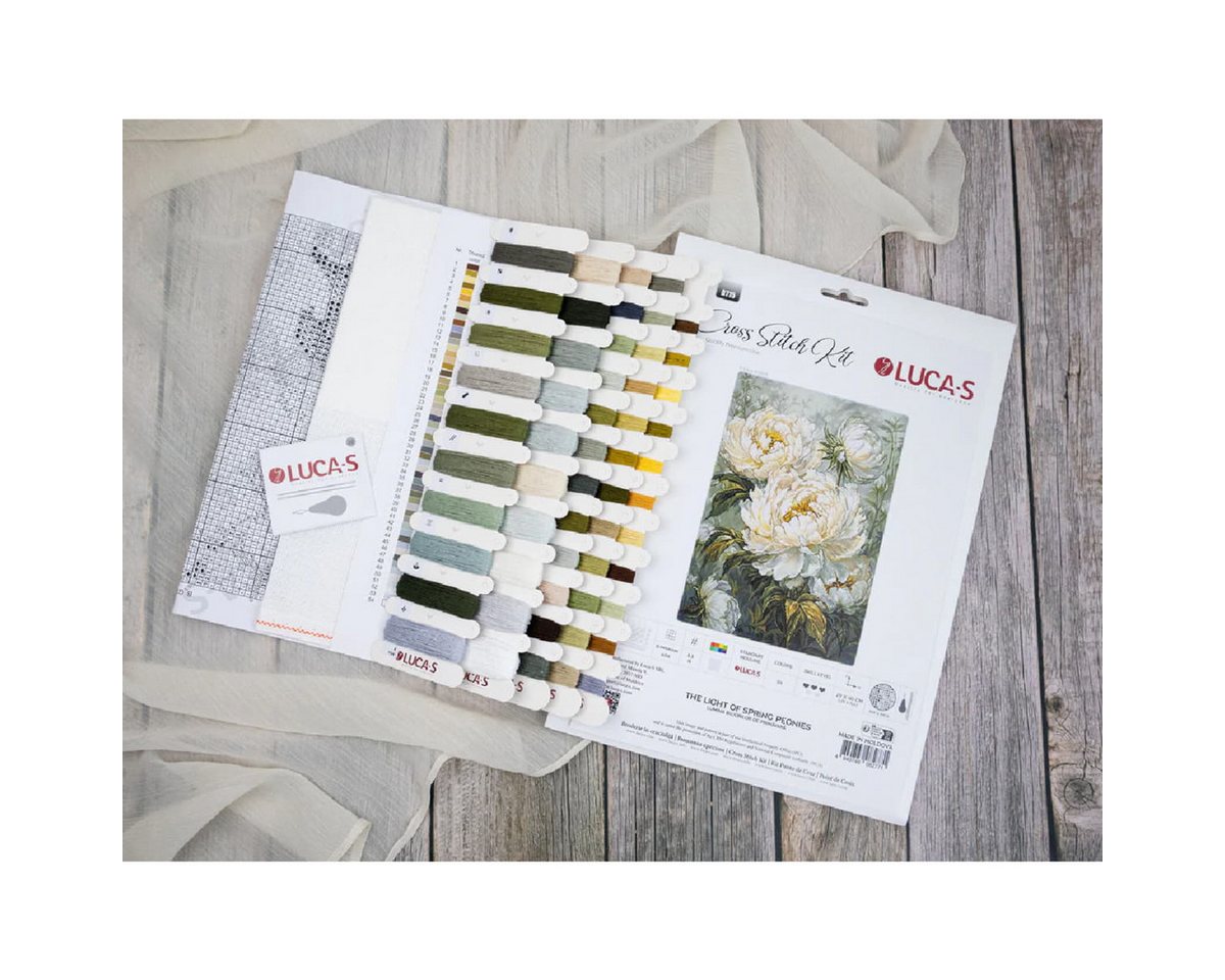 Luca-S Kreativset Luca-S Kreuzstich Stickpackung "Das Licht der Frühlingspfingstrosen..., (embroidery kit by Marussia)