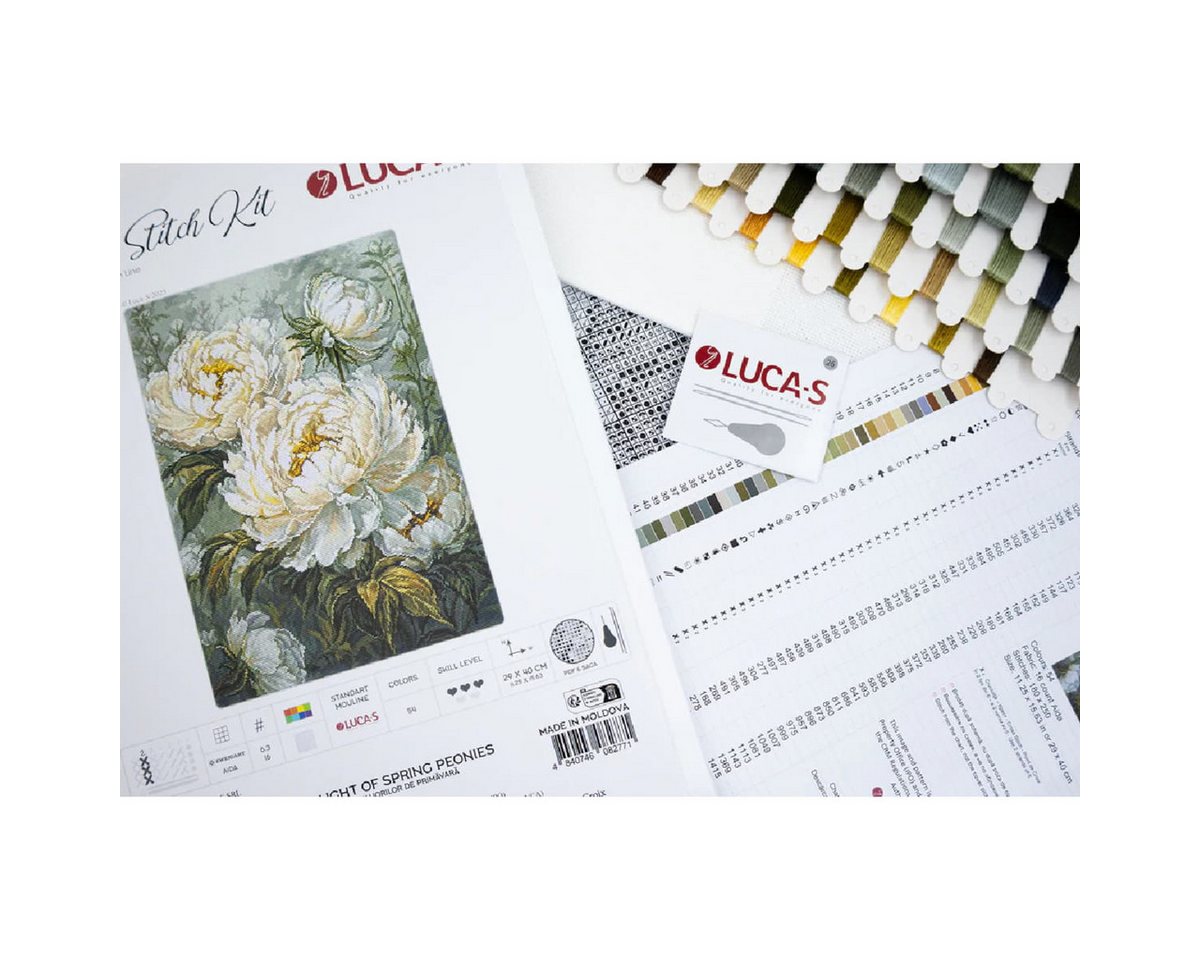 Luca-S Kreativset Luca-S Kreuzstich Stickpackung "Das Licht der Frühlingspfingstrosen..., (embroidery kit by Marussia) Bild 3
