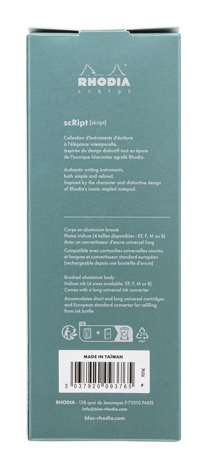 Rhodia Künstlerstift scRipt, Füllfederhalter, Federstärke F - Salbeigrün 9376C, Füllfederhalter Bild 3