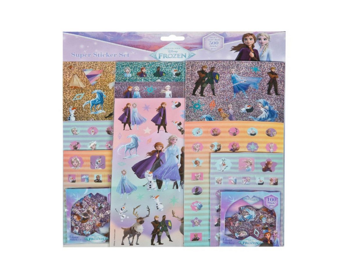 Disney Frozen Aufkleber Sticker Set 500 Stück Aufkleber Mehrfarbig Basteln Dekoration Schule, (Packung, 500tlg)