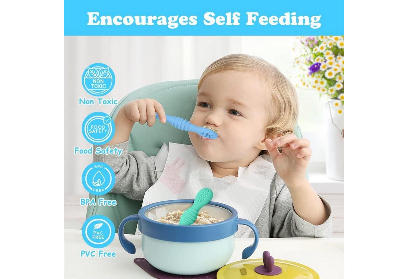 LuxusKollektion Kinderbesteck Lernlöffel Baby Silikon Esslöffel BPAfrei 4 6 4pcs Mehrfarbigstil 5