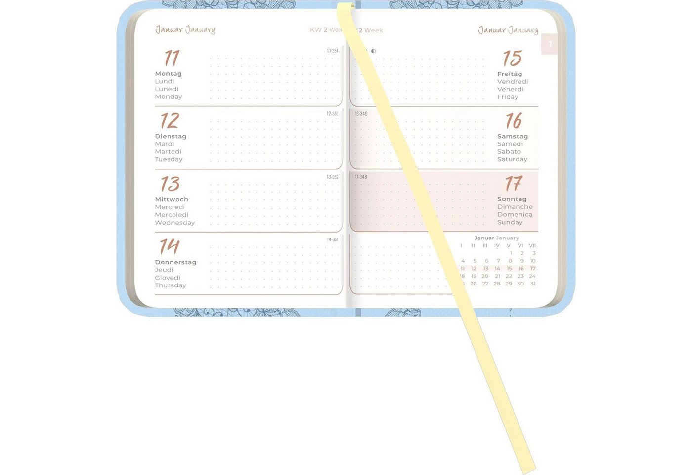 Taschenkalender Lady Journal Mini Deluxe Hellblau 2027 Bild 2