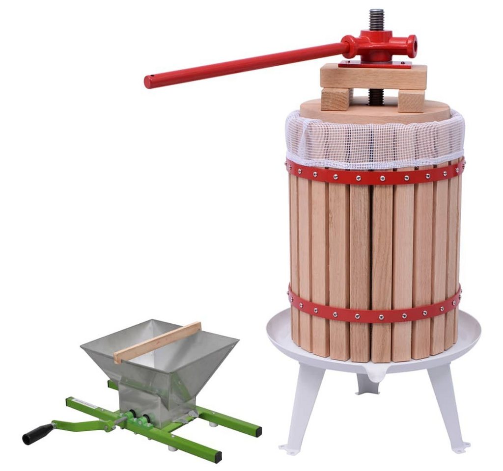 vidaXL Obstpresse 2-tlg. Obst- & Weinpresse und Mühle-Set, Holz Bild 5