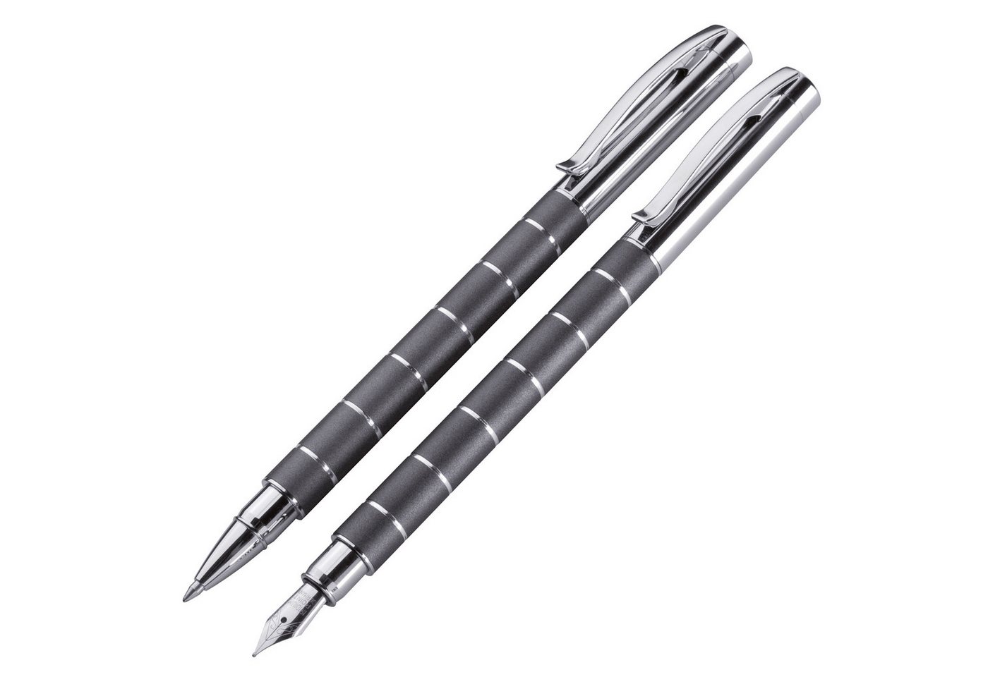 Easy Gifts Kugelschreiber Schreibset aus Metall / bestehend aus Rollerball und Füllhalter