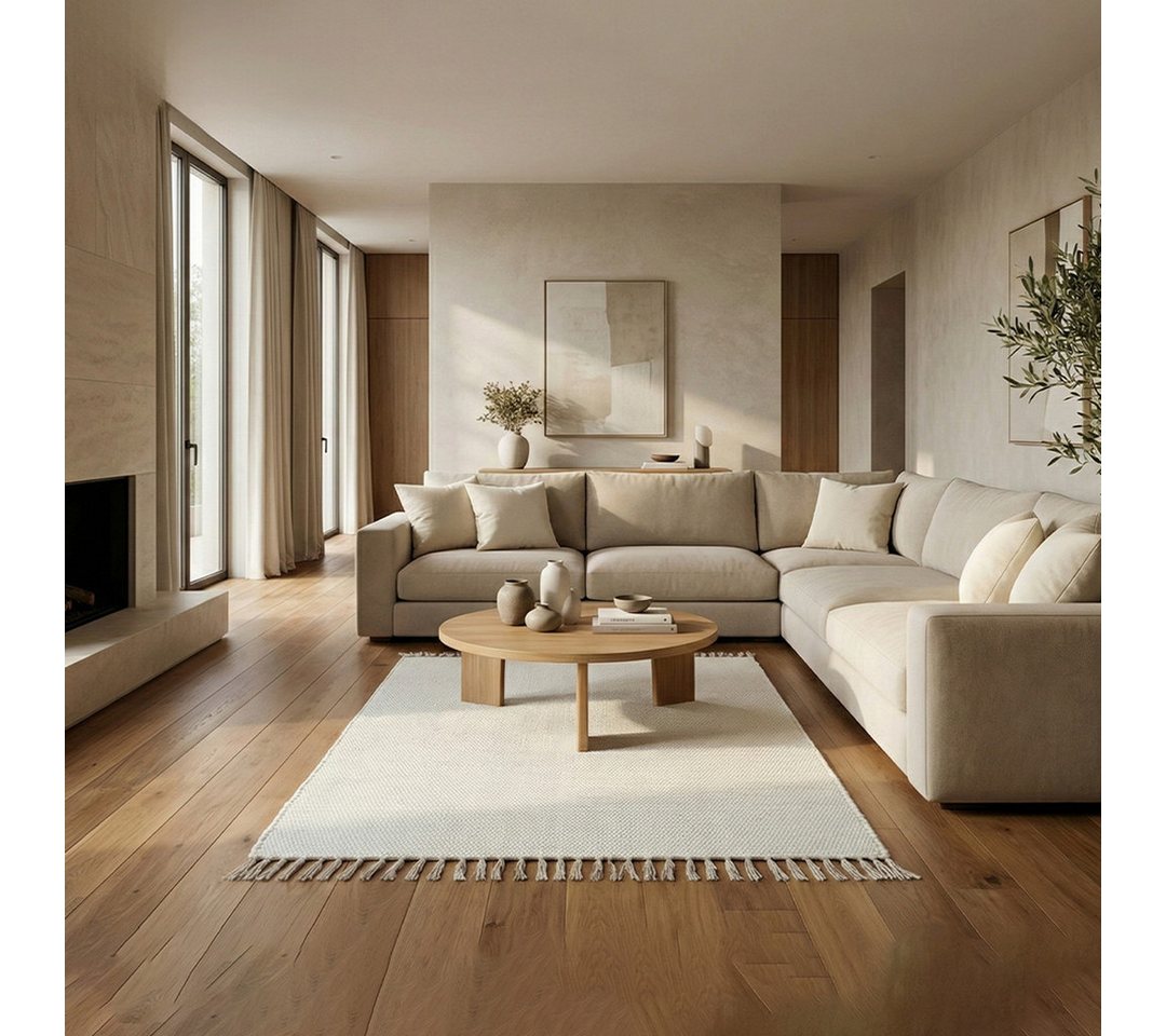 Elegant Floors Teppich Chindi Weiß, rechteckig, Höhe: 9 mm, handgewebt, Rechteckig, Höhe: 9 mm, Weiche Haptik, pflegeleicht und für Fußbodenheizung geeignet