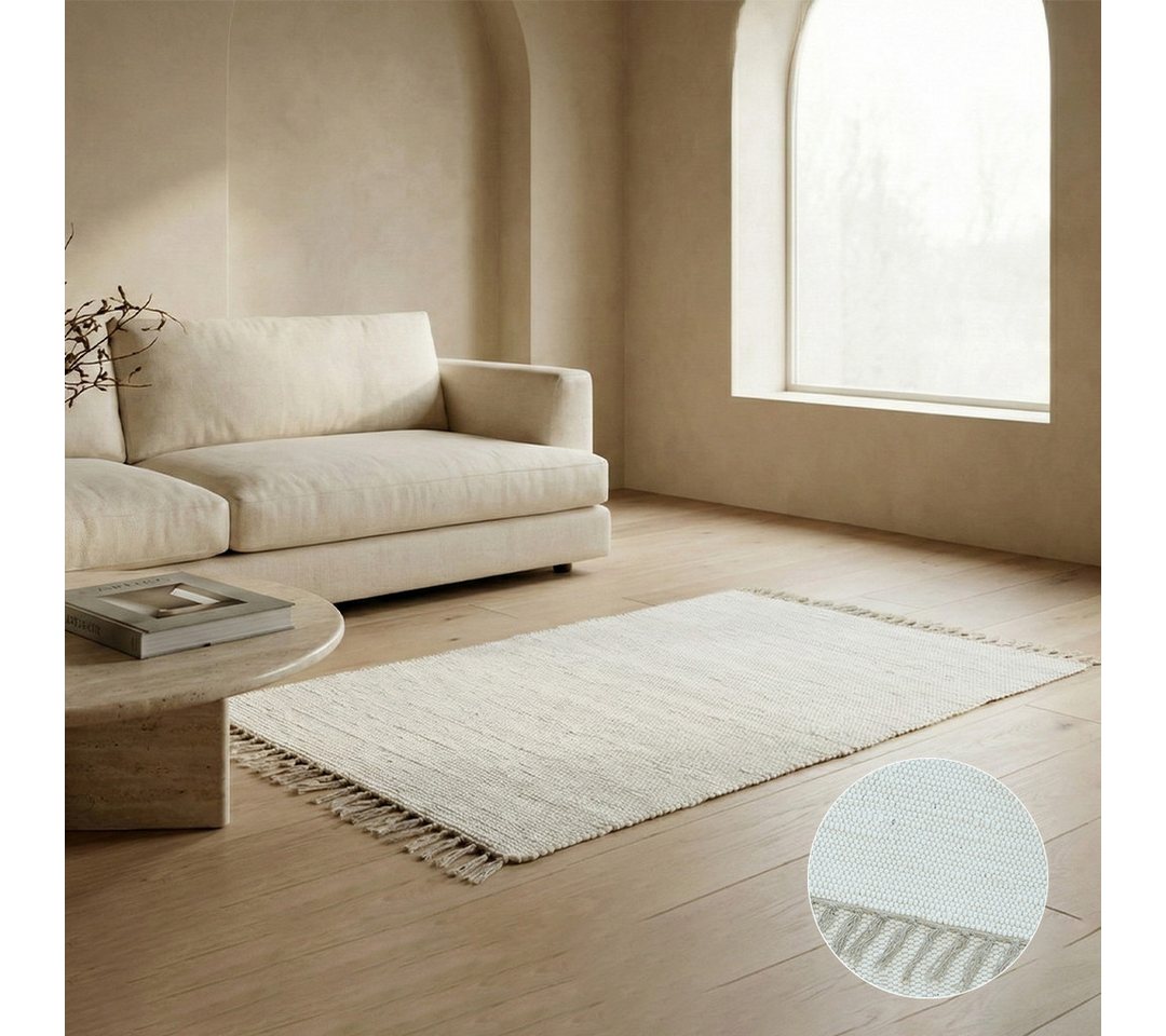 Elegant Floors Teppich Chindi Weiß, rechteckig, Höhe: 9 mm, handgewebt, Rechteckig, Höhe: 9 mm, Weiche Haptik, pflegeleicht und für Fußbodenheizung geeignet Bild 2